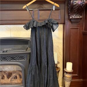 J. Crew Black Ruffled Maxi Dress